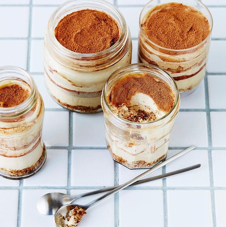 Tiramisu with a glass of beer